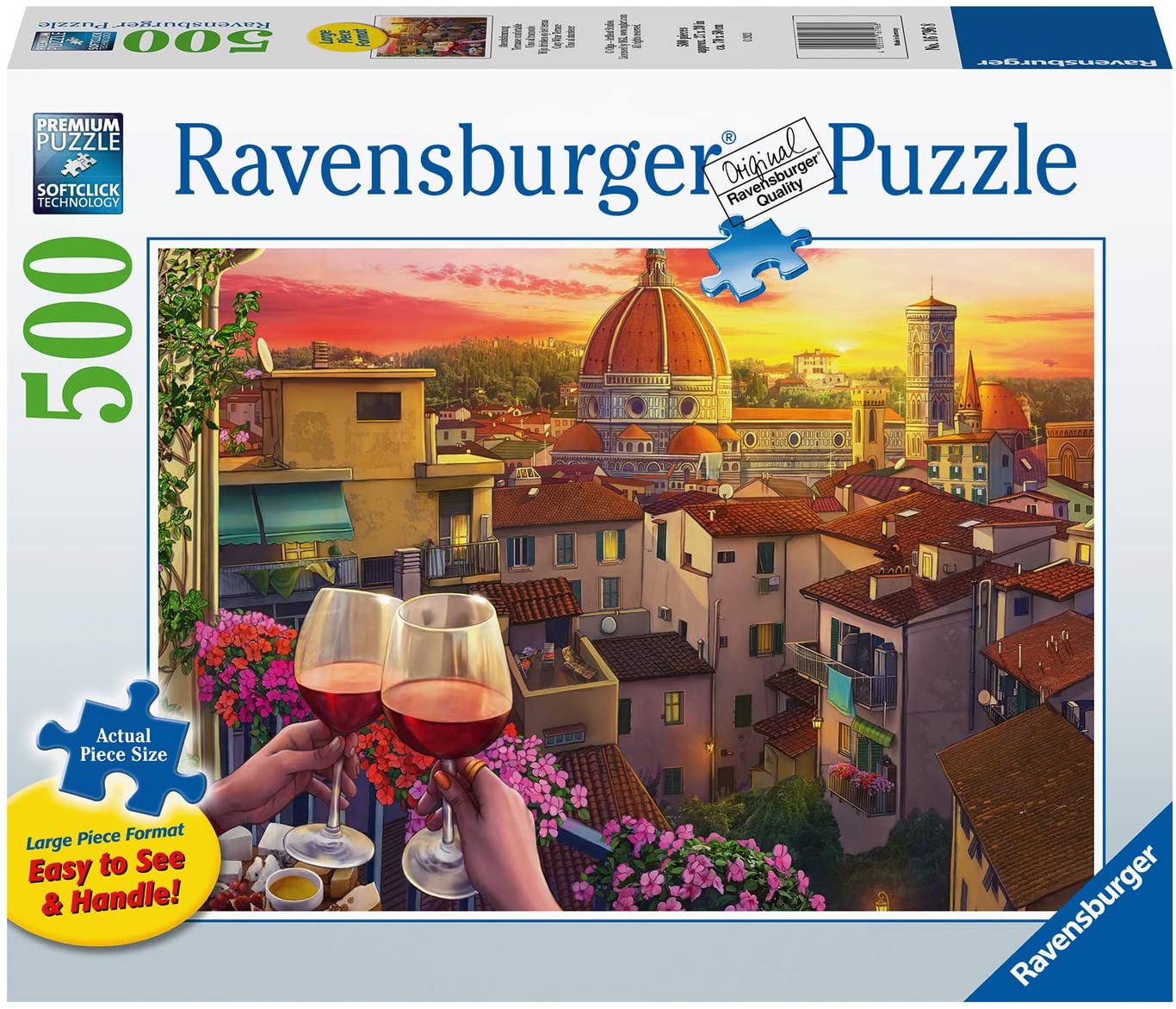 Ravensburger Cozy Wine Terrace 500 Piece Large Format Puzzle