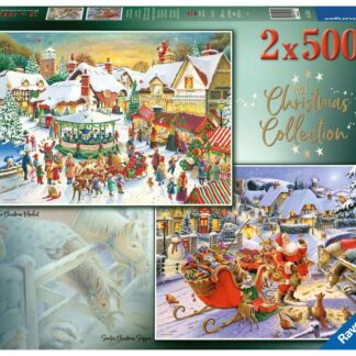 Ravensburger Christmas Collection No.1, Christmas Market & Santa's Christmas Supper 2x500Pc Puzzle