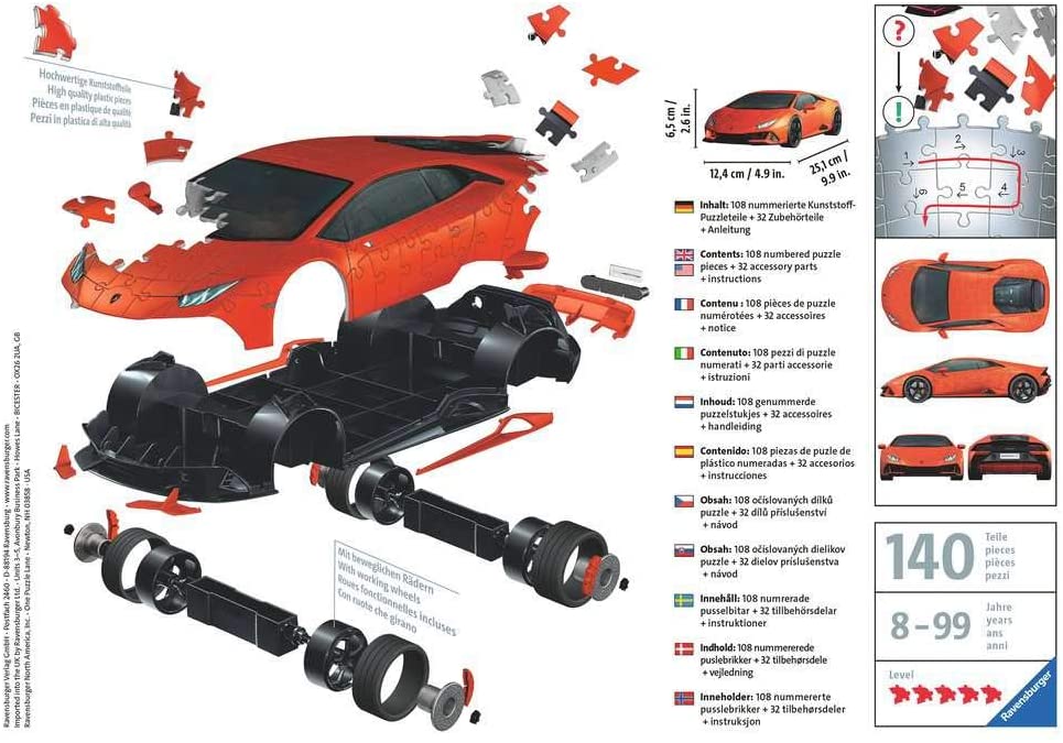 Ravensburger Lamborghini Huracan EVO140 Piece 3D Puzzle – The