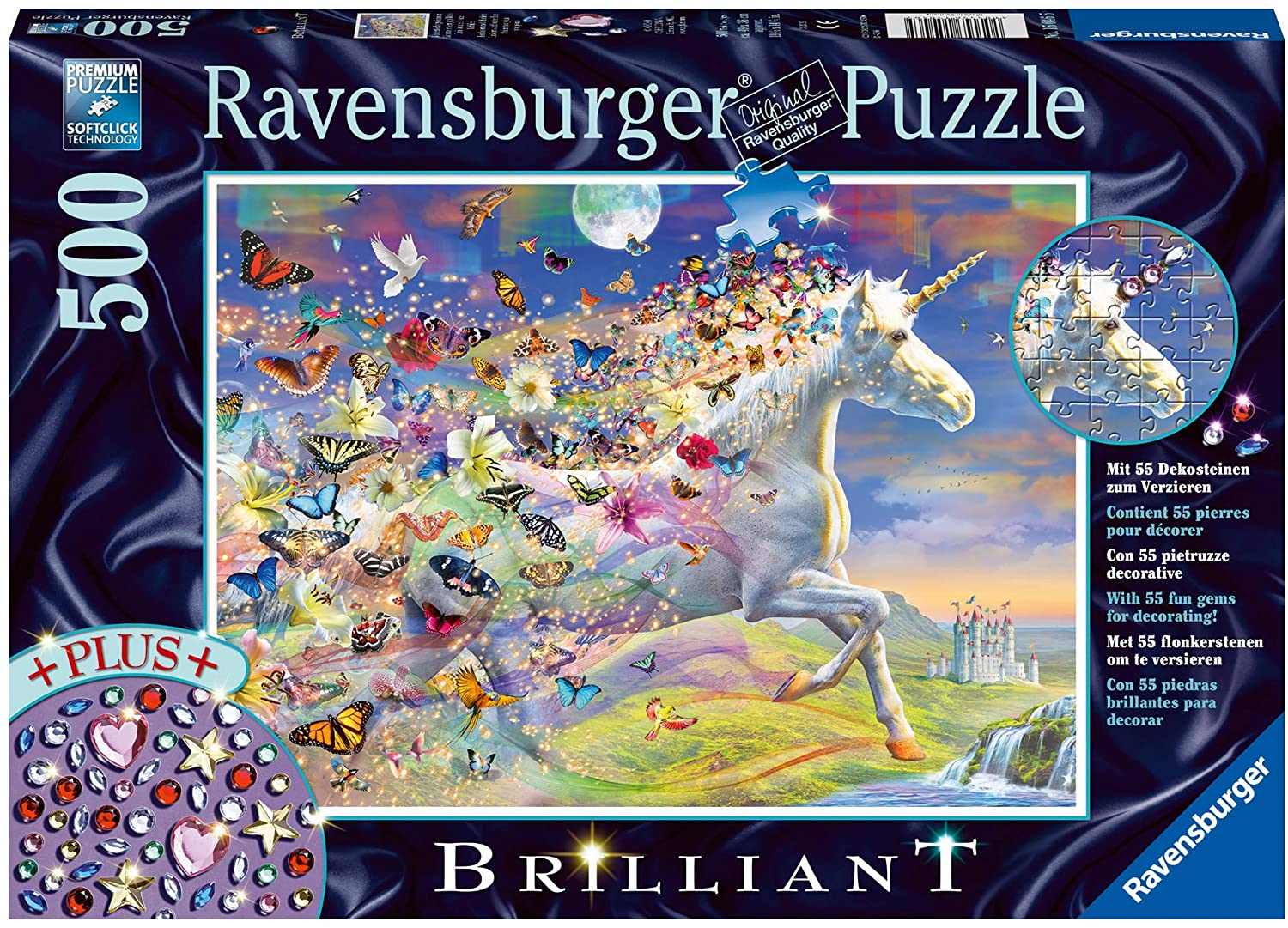 Ravensburger Brilliant Unicorn and Butterflies 500 Piece Puzzle