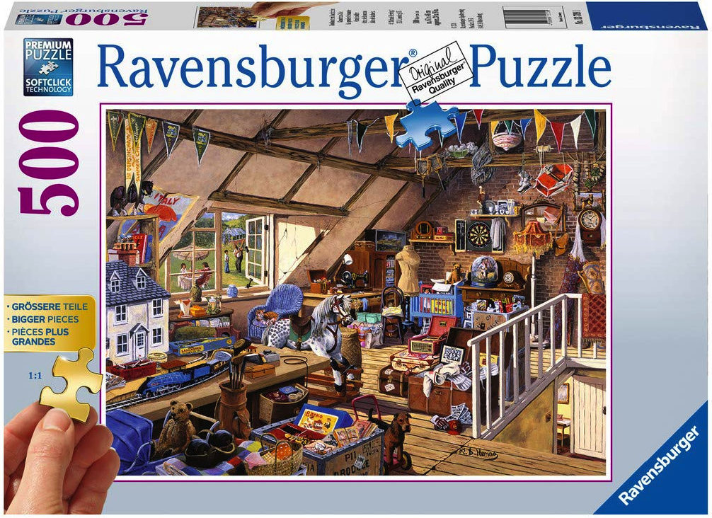 Ravensburger Puzzle THE LOCKER ROOM 500 Large Piece Format New 27X20in Damaged 