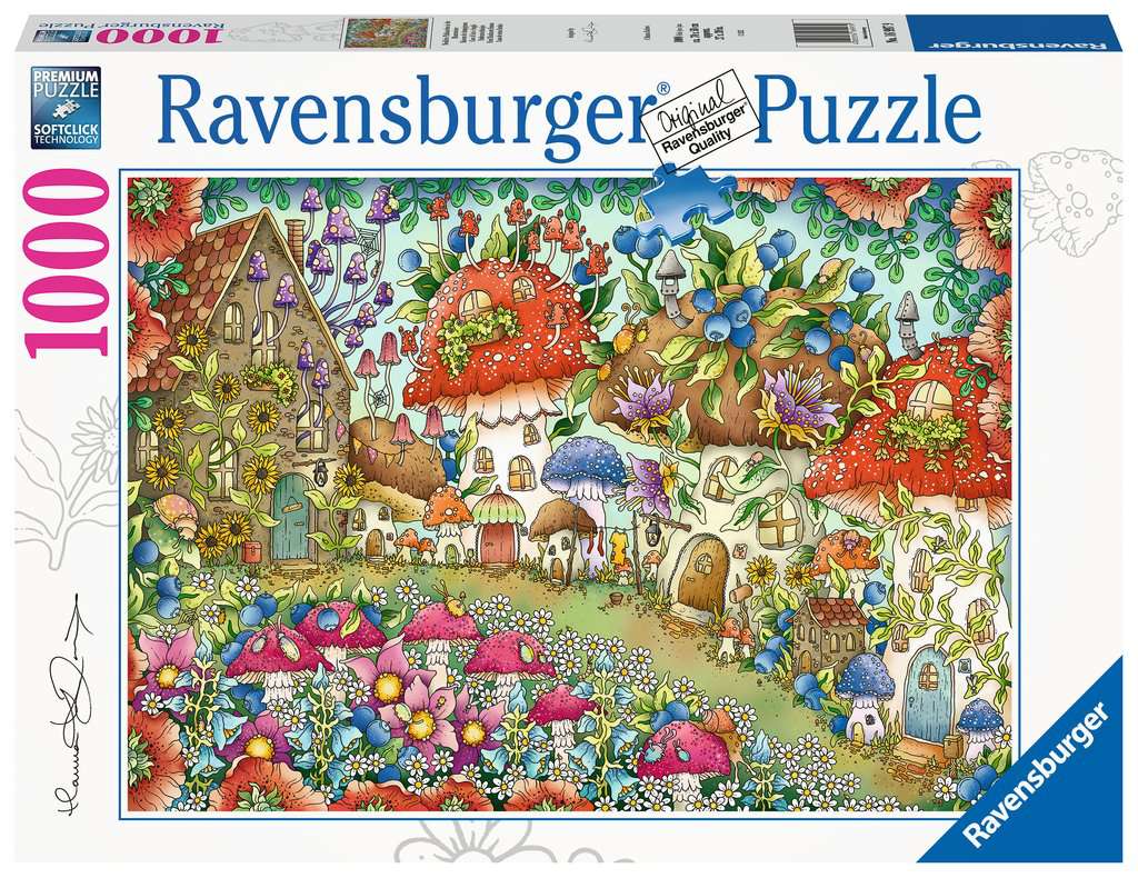 Ravensburger Floral Mushroom Houses 1000 Piece Puzzle