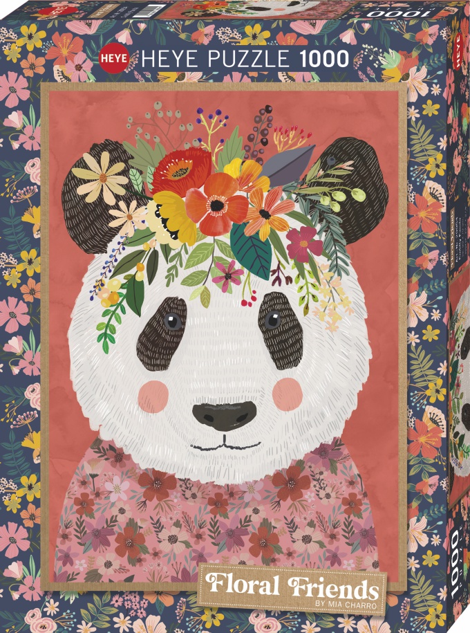 Heye Floral Friends Cuddly Panda 1000 Piece Puzzle