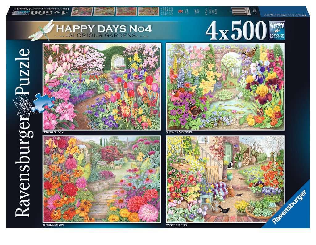 Ravensburger Happy Days No. 4 Glorious Gardens 4 x 500 Piece Puzzle