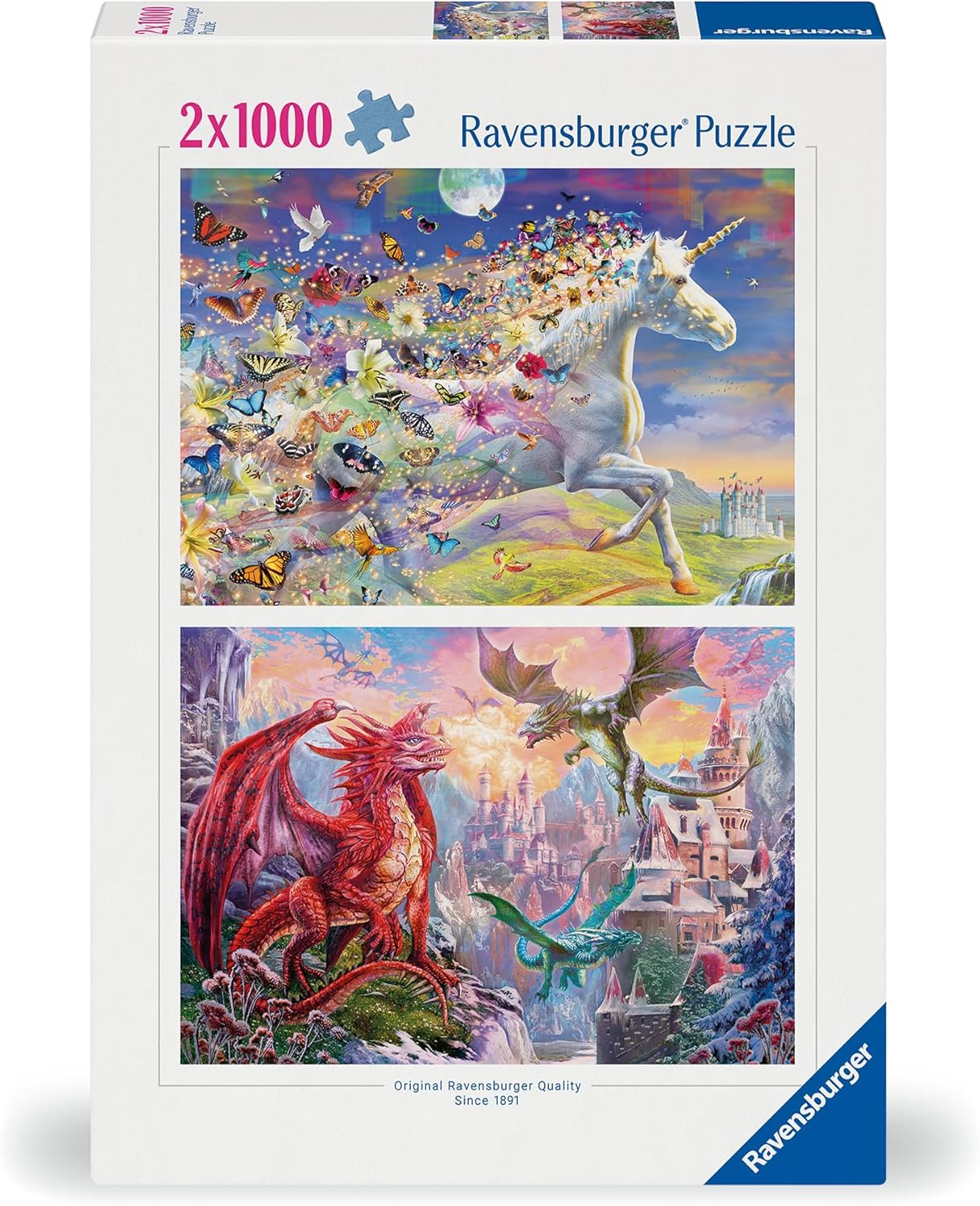Ravensburger Unicorn and Dragon – 2 x 1000 Piece Puzzle – The