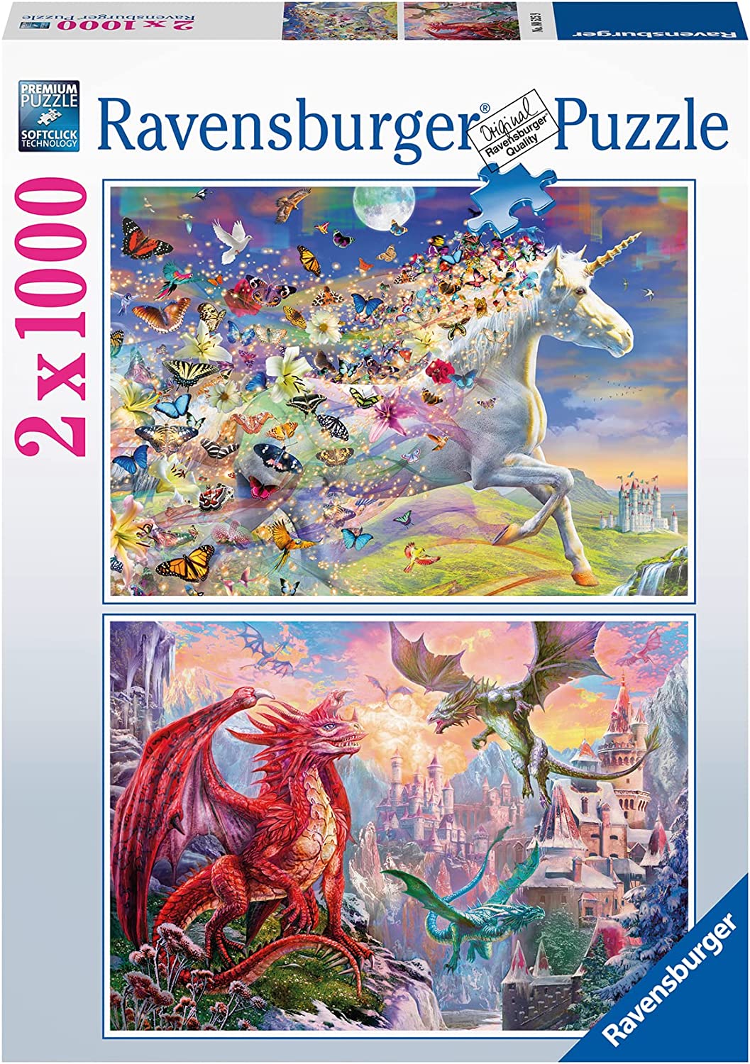 Ravensburger Unicorn and Dragon - 2 x 1000 Piece Puzzle