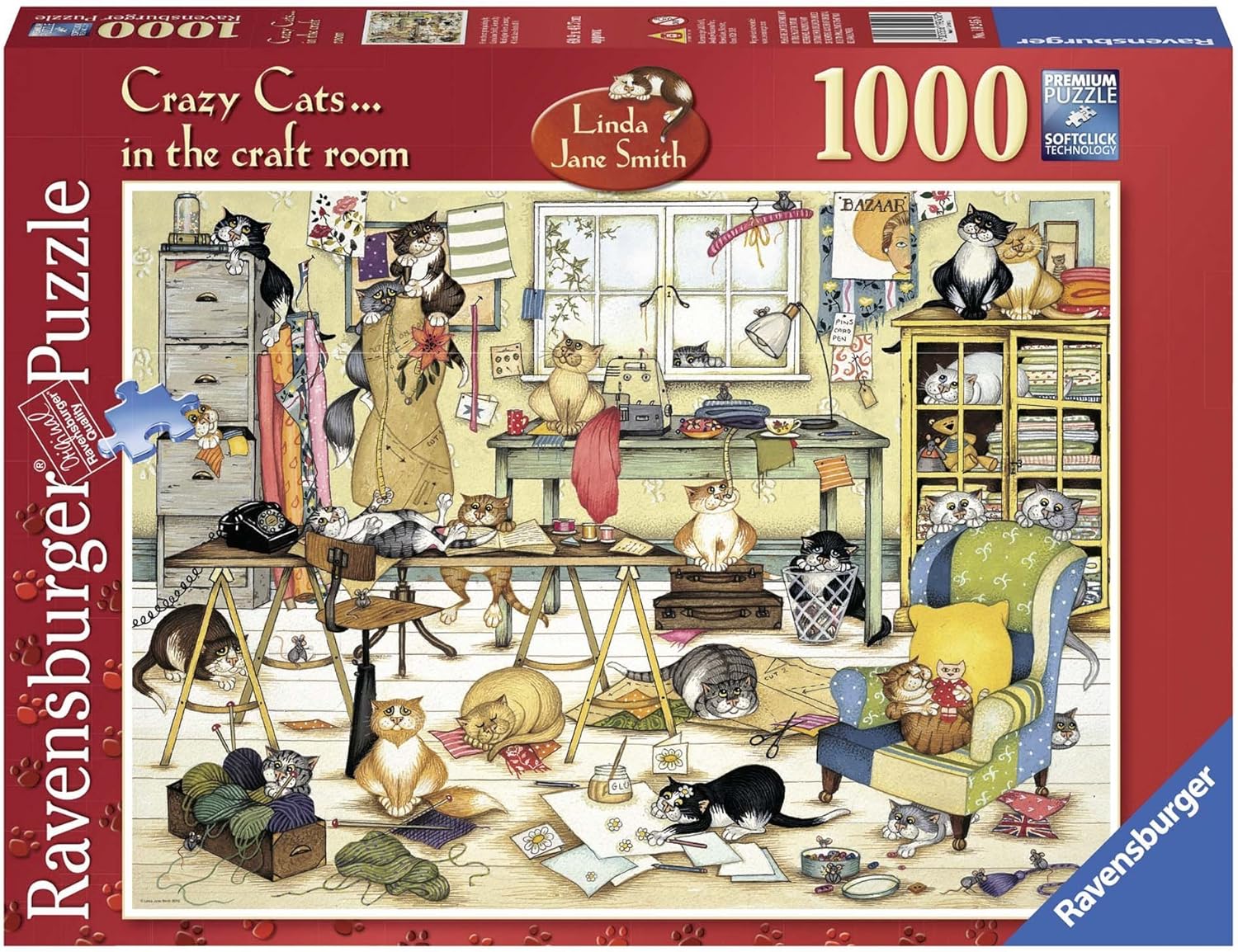 Ravensburger Linda Jane Smith Crazy Cats... In The Craft Room 1000 Piece Puzzle