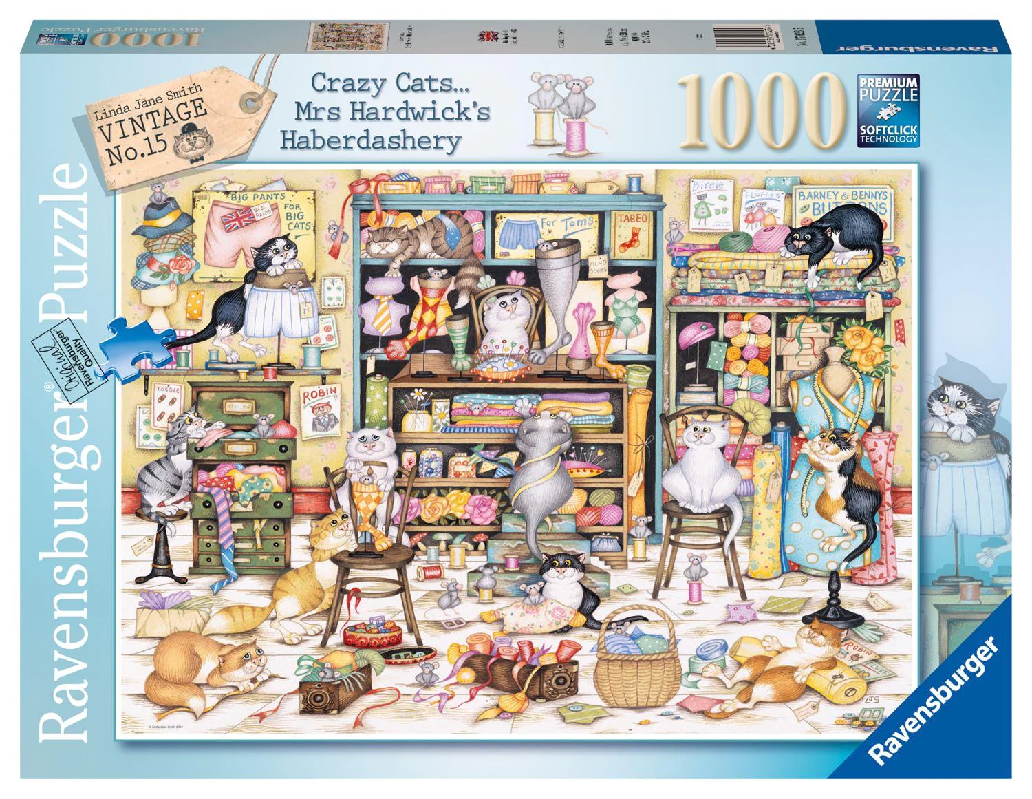 Ravensburger Vintage No. 15 Crazy Cats Mrs Hardwick's Haberdashery 1000 Piece Puzzle