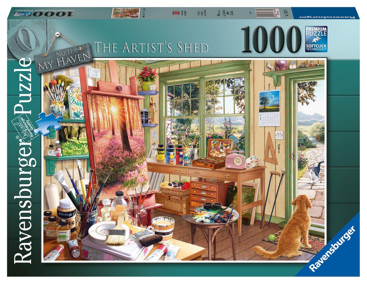 https://www.thepuzzlecollections.com/wp-content/uploads/2024/01/Ravensburger-My-Haven-No.-11-The-Artists-Shed-Puzzle.jpg