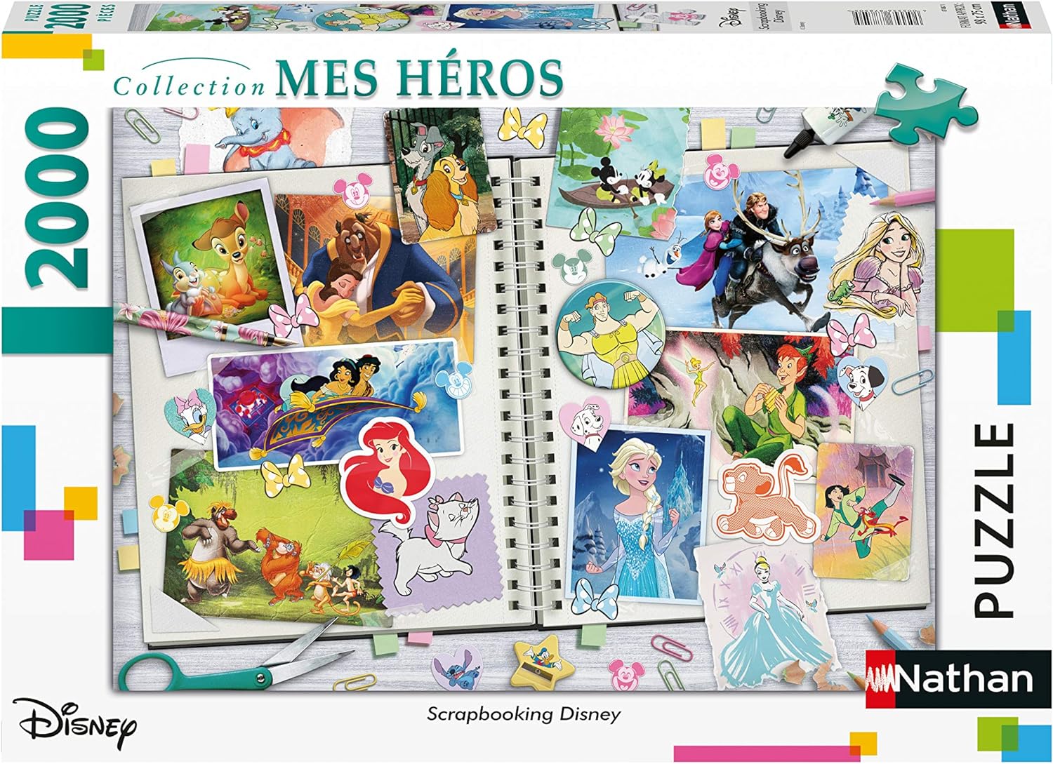 Nathan Collection Mes Heros Scrapbooking Disney  2000 Piece Puzzle
