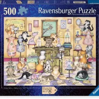 Ravenburger Linda Jane Smith Vintage No. 17 Crazy Cats Tabby & Co 500 Piece Puzzle