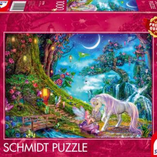 Schmidt Aimee Stewart Unicorn and Elf Among The Tall Timbers 1000 Piece Puzzle