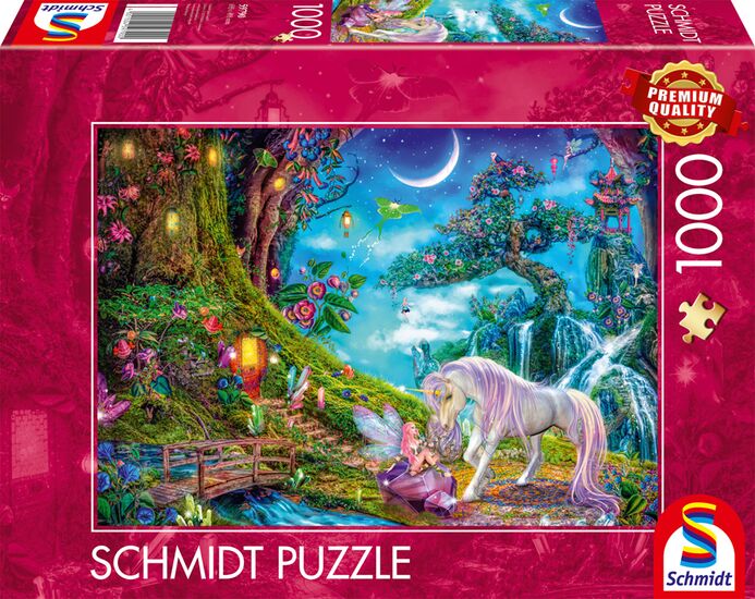 Schmidt Aimee Stewart Unicorn and Elf Among The Tall Timbers 1000 Piece Puzzle