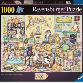 Ravensburger Linda Jane Smith Vintage No. 20 Crazy Cats Easter Eggstravaganza 1000 Piece Puzzle
